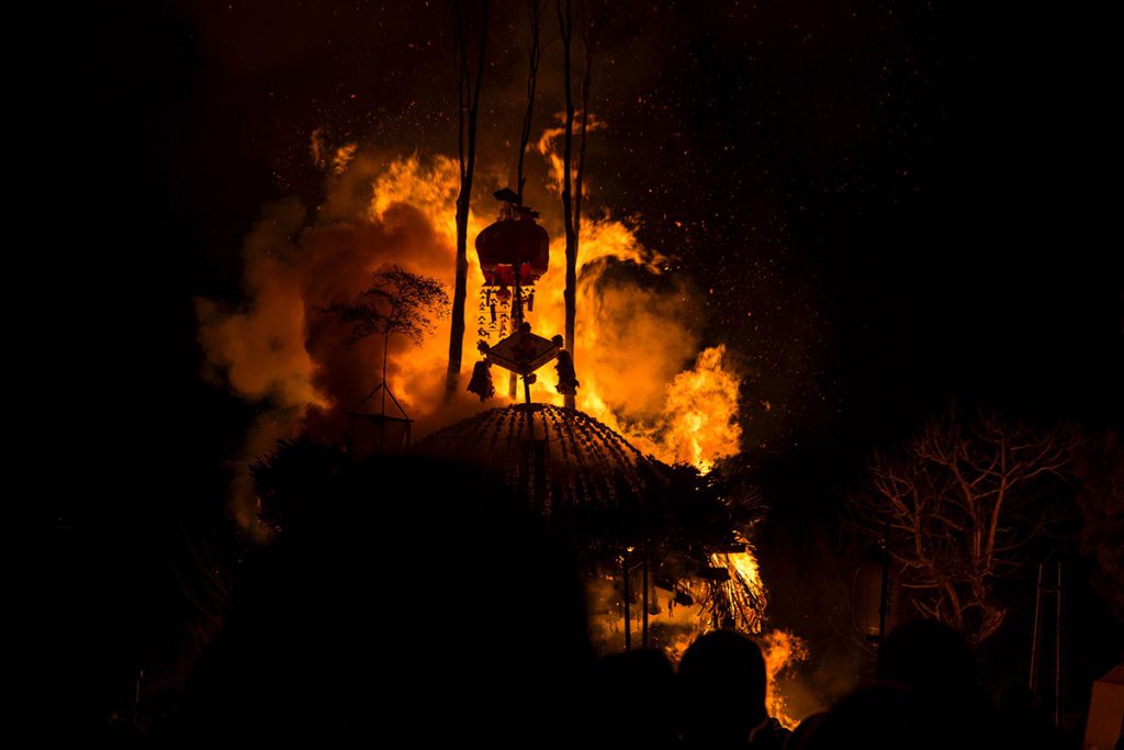 Taking in the famous fire festival at Nozawa Onsen. Photo: Bryan Ralph