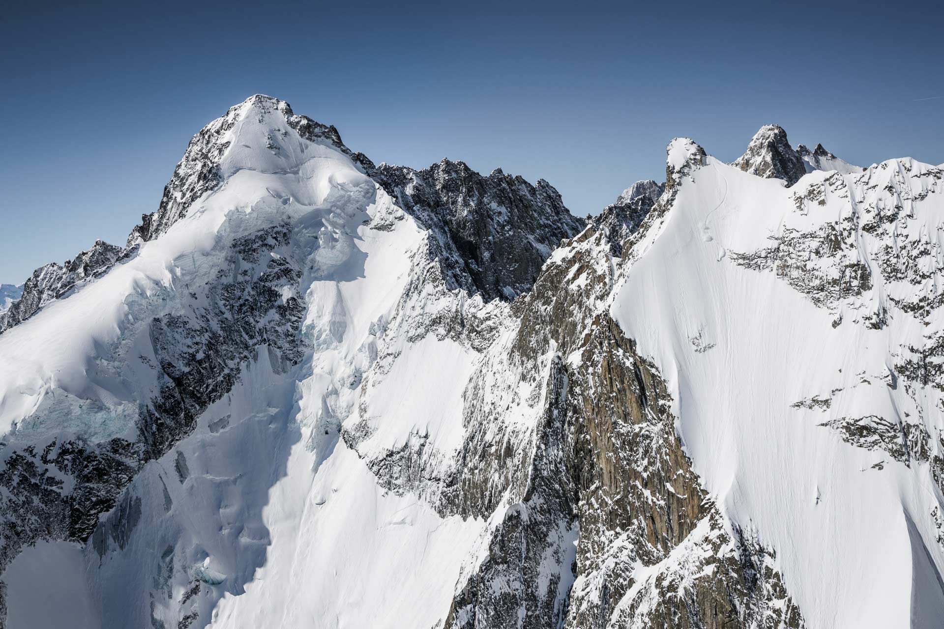 Sam Favret skis the Aiguille de L'Amone