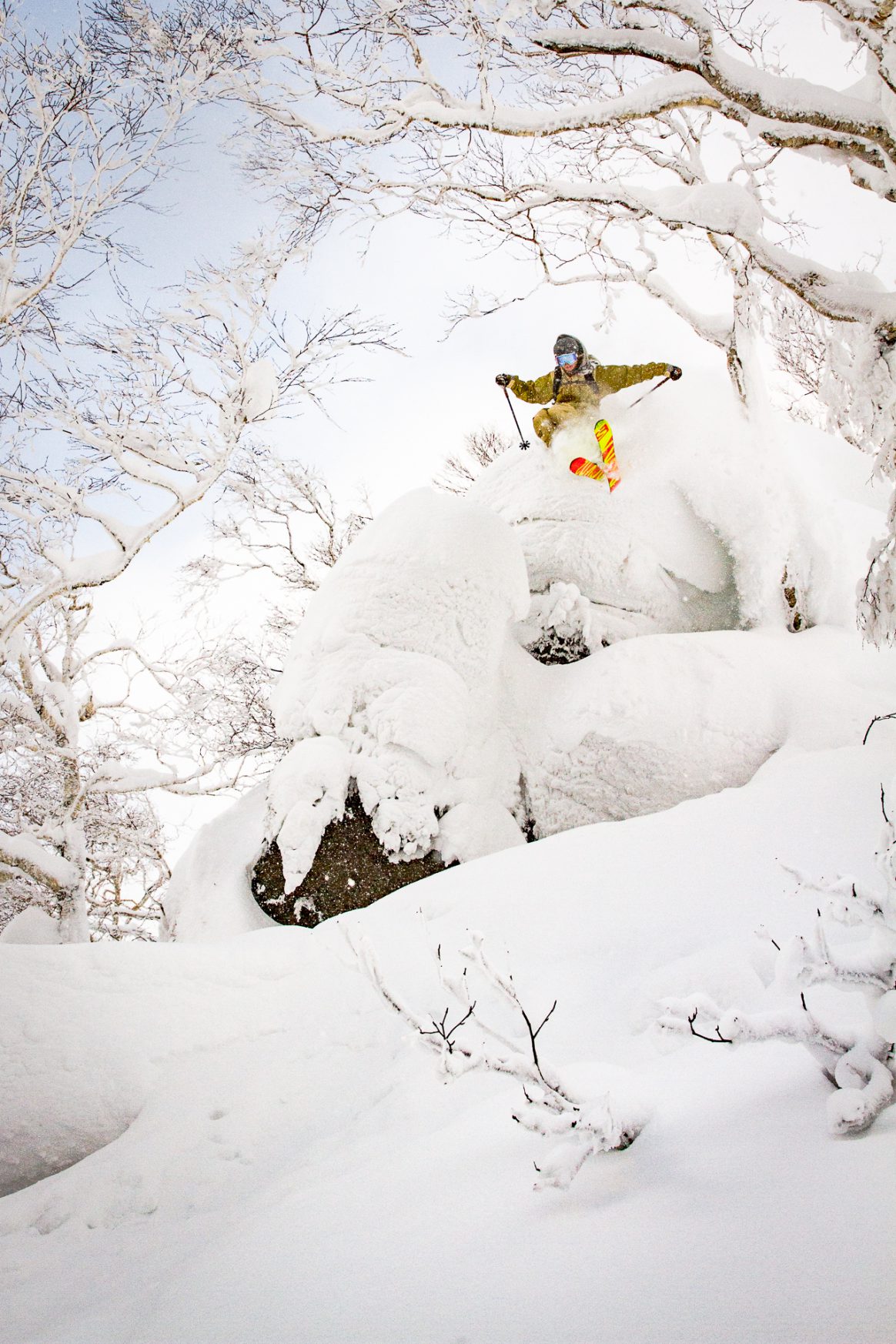 Jonah Williams skis a pillow line in Hokkaido, Japan.