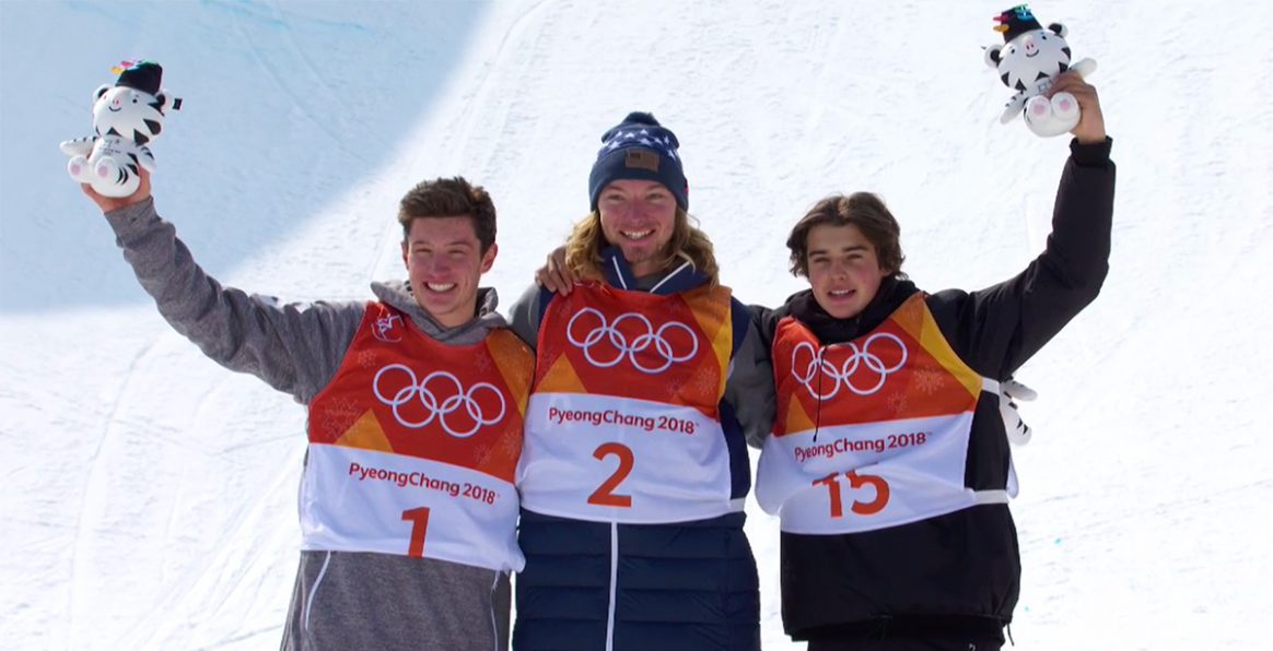 2018 Olympic Mens Ski Halfpipe medalists David Wise, Alex Ferreira and Nico Porteous