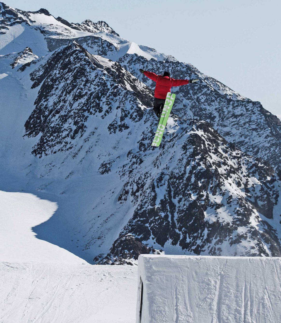 Rosina Friedel airs a jump at Stubai Glacier.