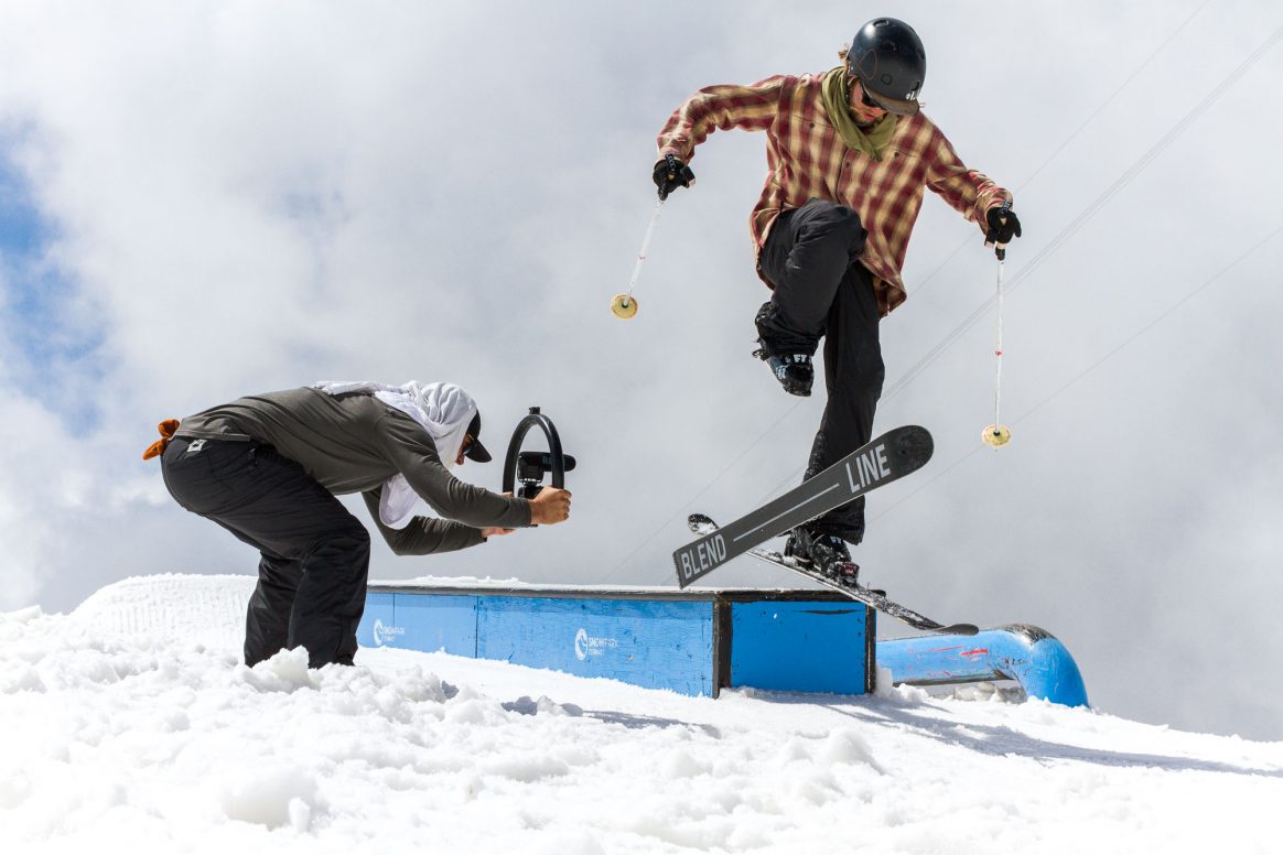 Sämi Ortlieb, ski kickflip off a box, Zermatt summer snowpark, Downdays, Ethan Stone