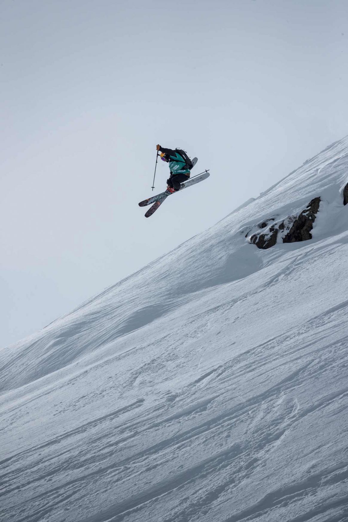 Arianna Tricomi competes in the Freeride World Tour in Hakuba, Japan