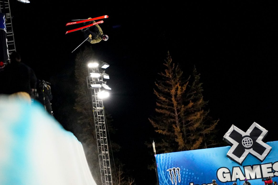 Noah Bowman competes in Men's Ski Superpipe at the Winter X Games 2021 in Aspen, Colorado.
