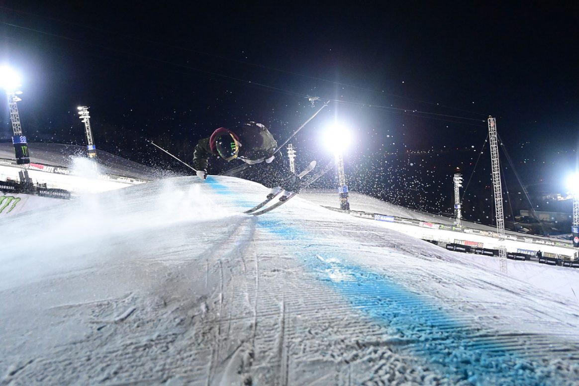 Henrik Harlaut competes in Ski Knuckle Huck at the 2021 Winter X Games in Aspen, Colorado.