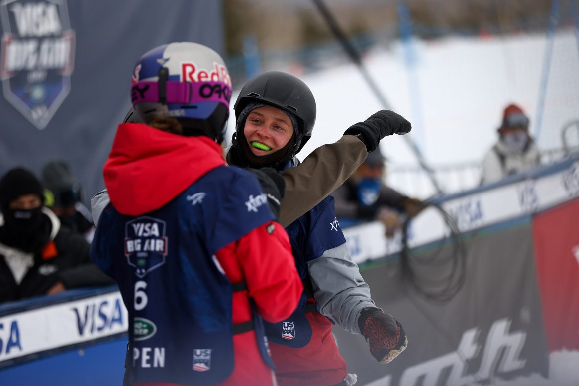 Anastasia Tatalina at the 2021 FIS Freestyle World Championships Big Air finals in Aspen, Colorado