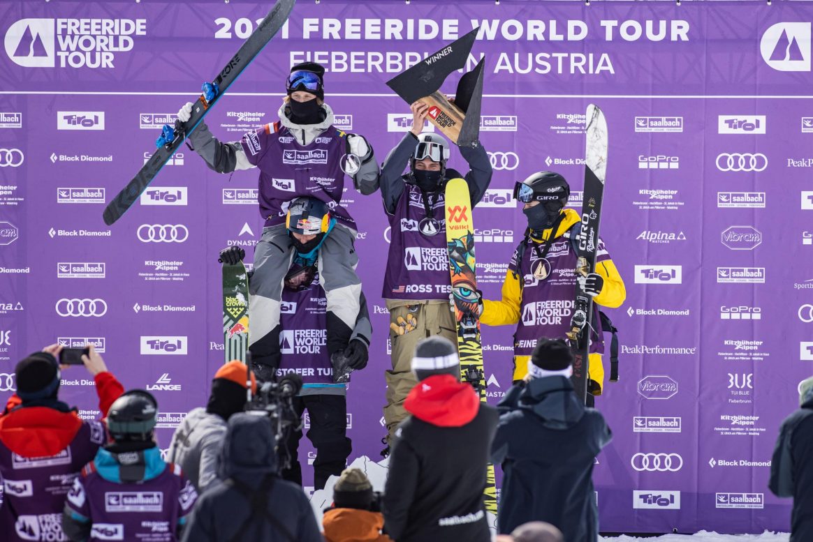Men's Ski Podium at the Freeride World Tour 2021 Fieberbrunn Stop
