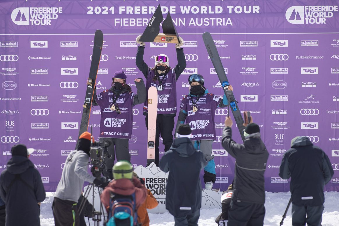 Women's Ski Podium at the 2021 Freeride World Tour Fieberbrunn