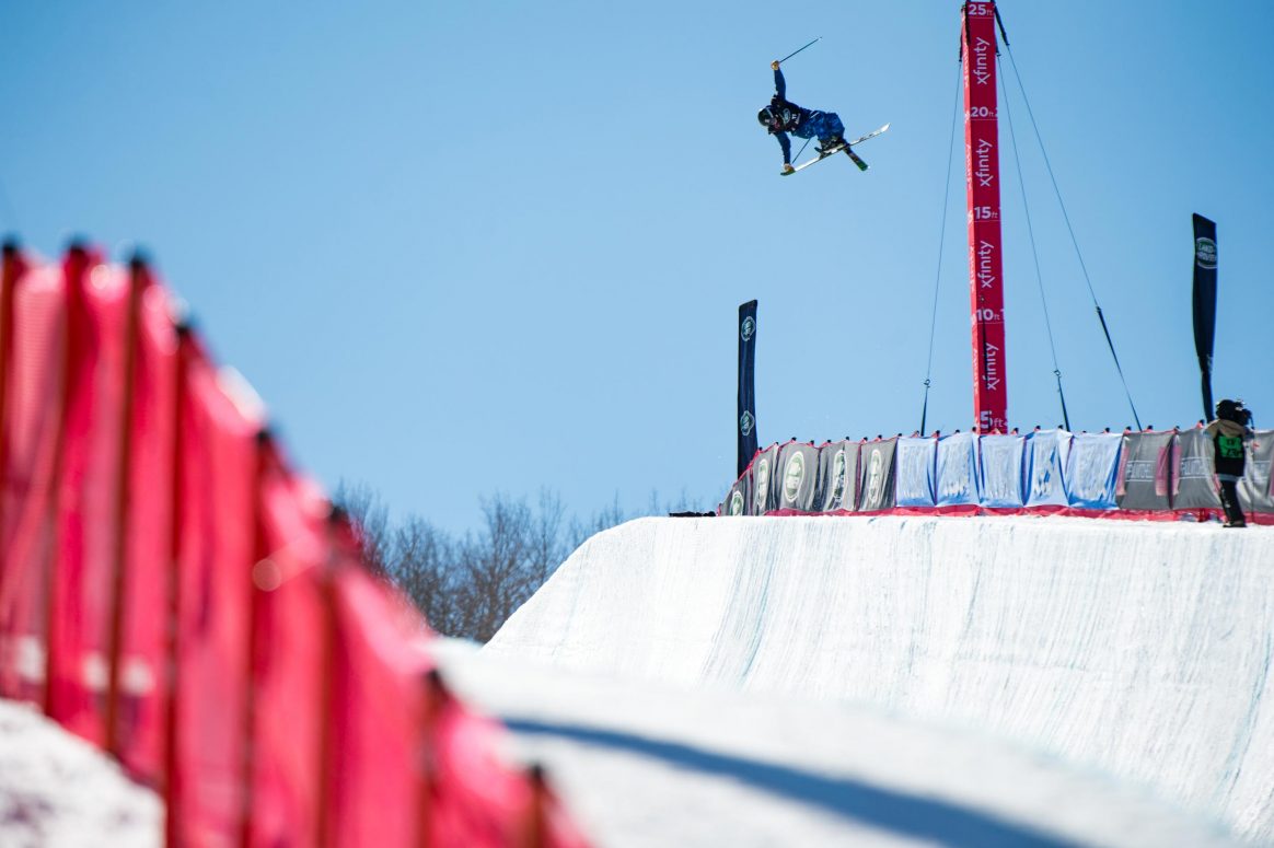 Hanna Faulhaber competes in the 2021 FIS World Championships halfpipe finals in Aspen, Colorado