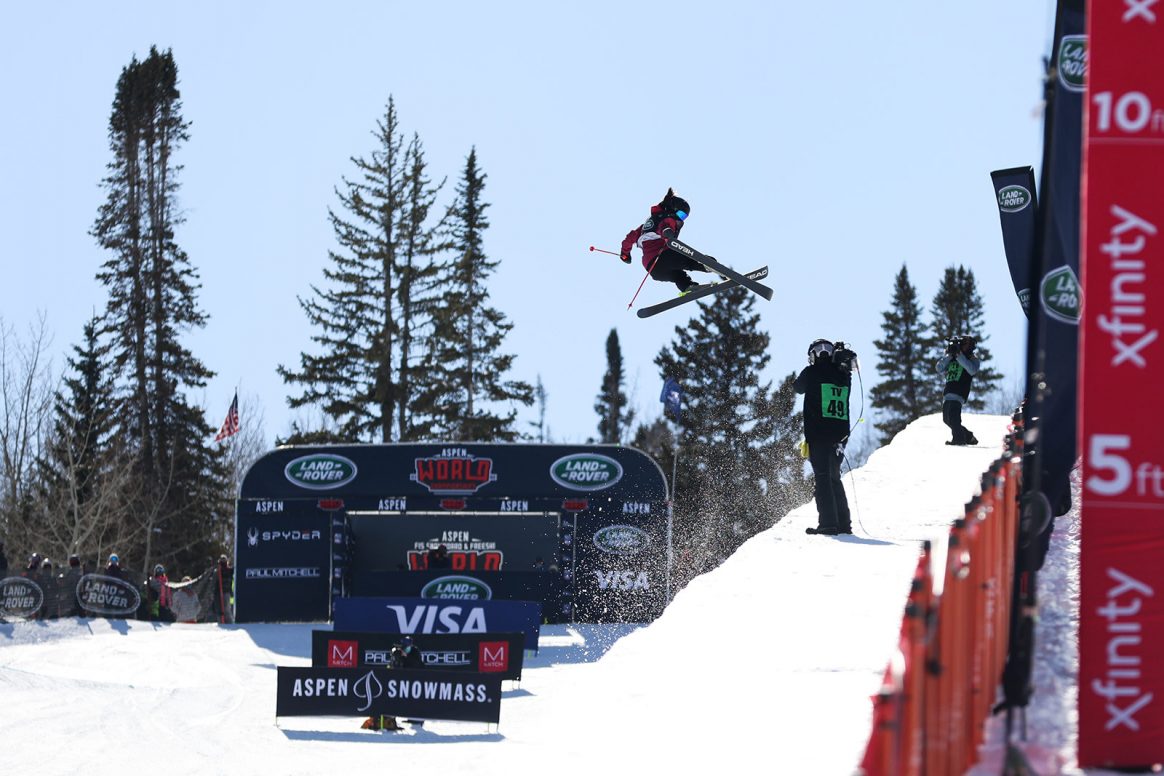 Zoe Atkin competes in the women's halfpipe finals at the 2021 FIS Freestyle World Championships in Aspen, Colorado
