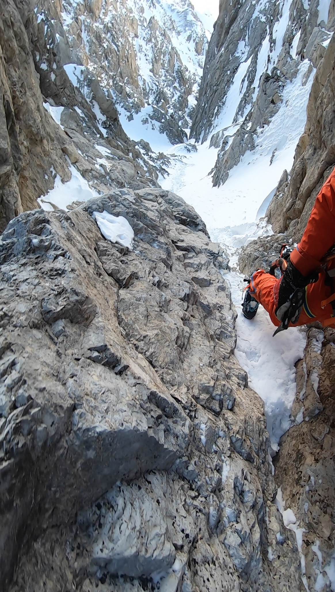 Paul Bonhomme climbing while working on his 10x Project of completing 10 first descents in the Alps.