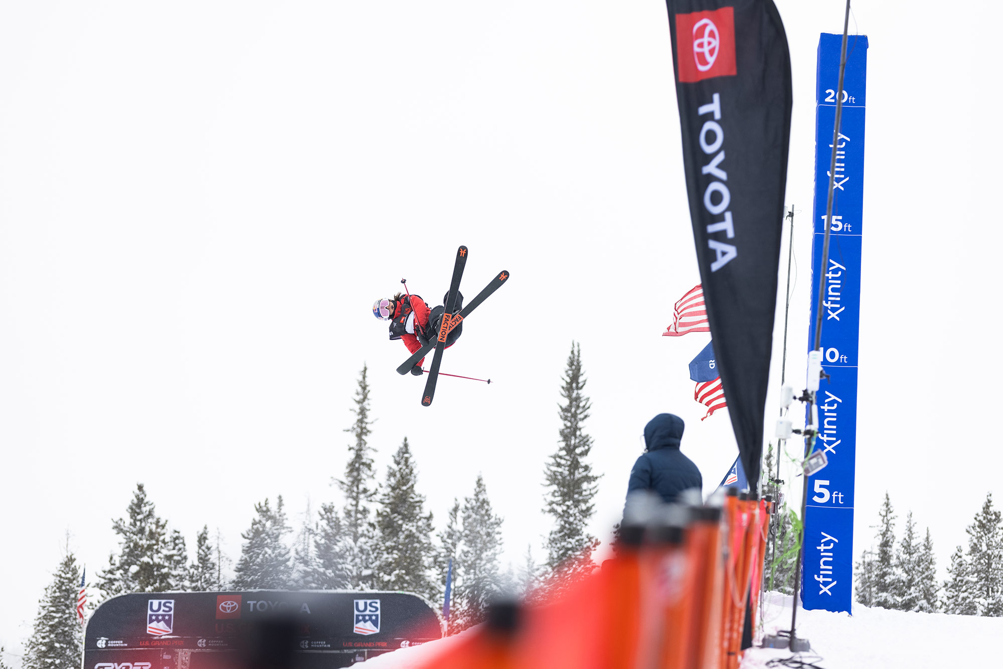 Eileen Gu competing in World Cup halfpipe at the 2021 US Grand Prix at Copper Mountain, Colorado