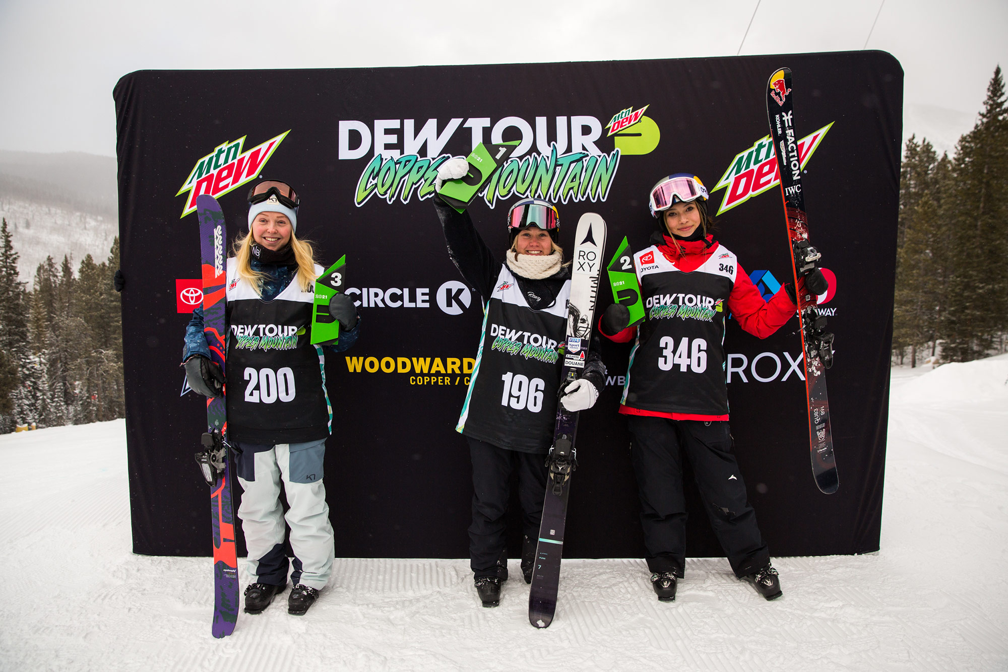 2021 Winter Dew Tour Womens Ski Slopestyle podium