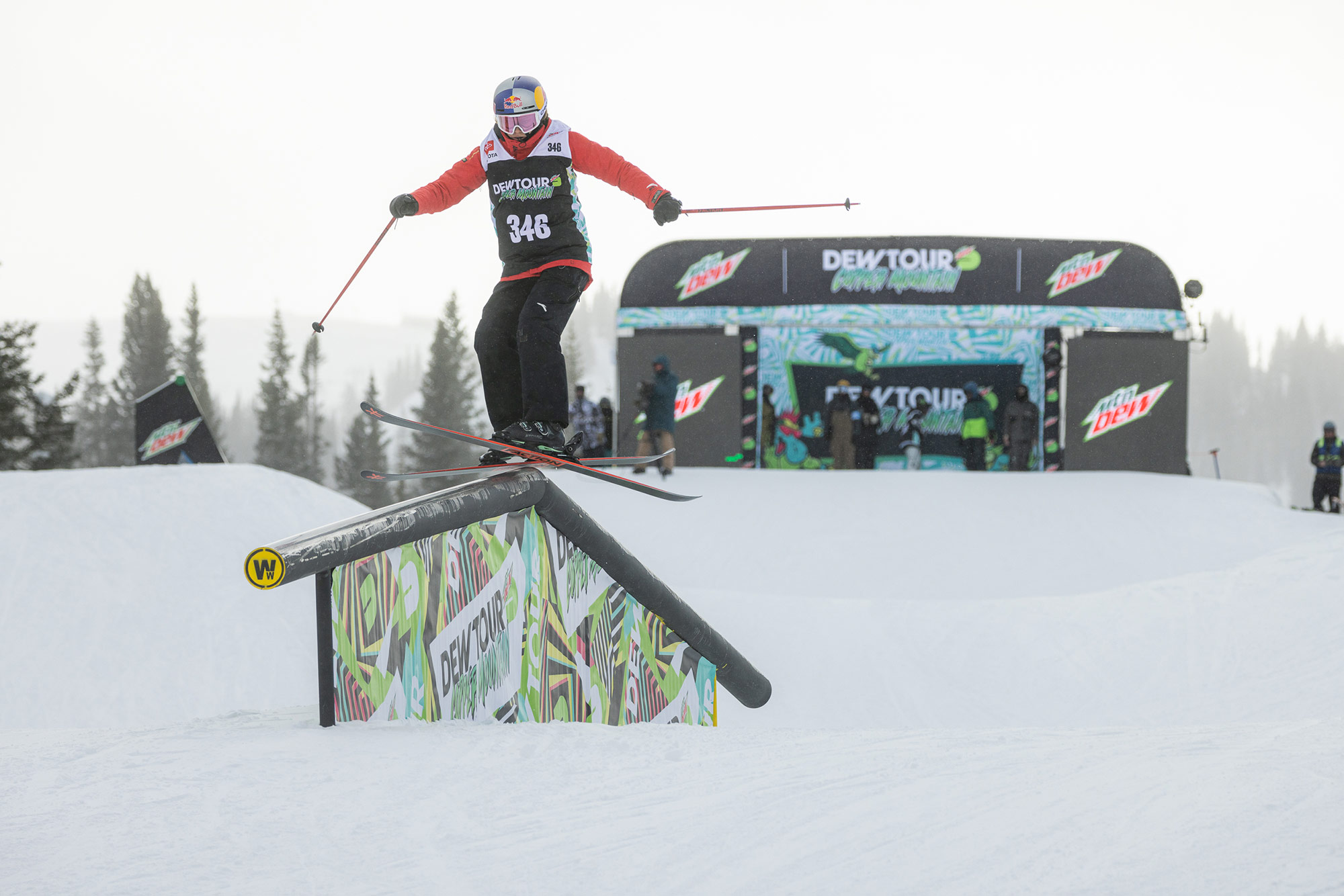 Eileen Gu competes in Womens ski slopestyle at the 2021 Winter Dew Tour in Copper, Colorado.
