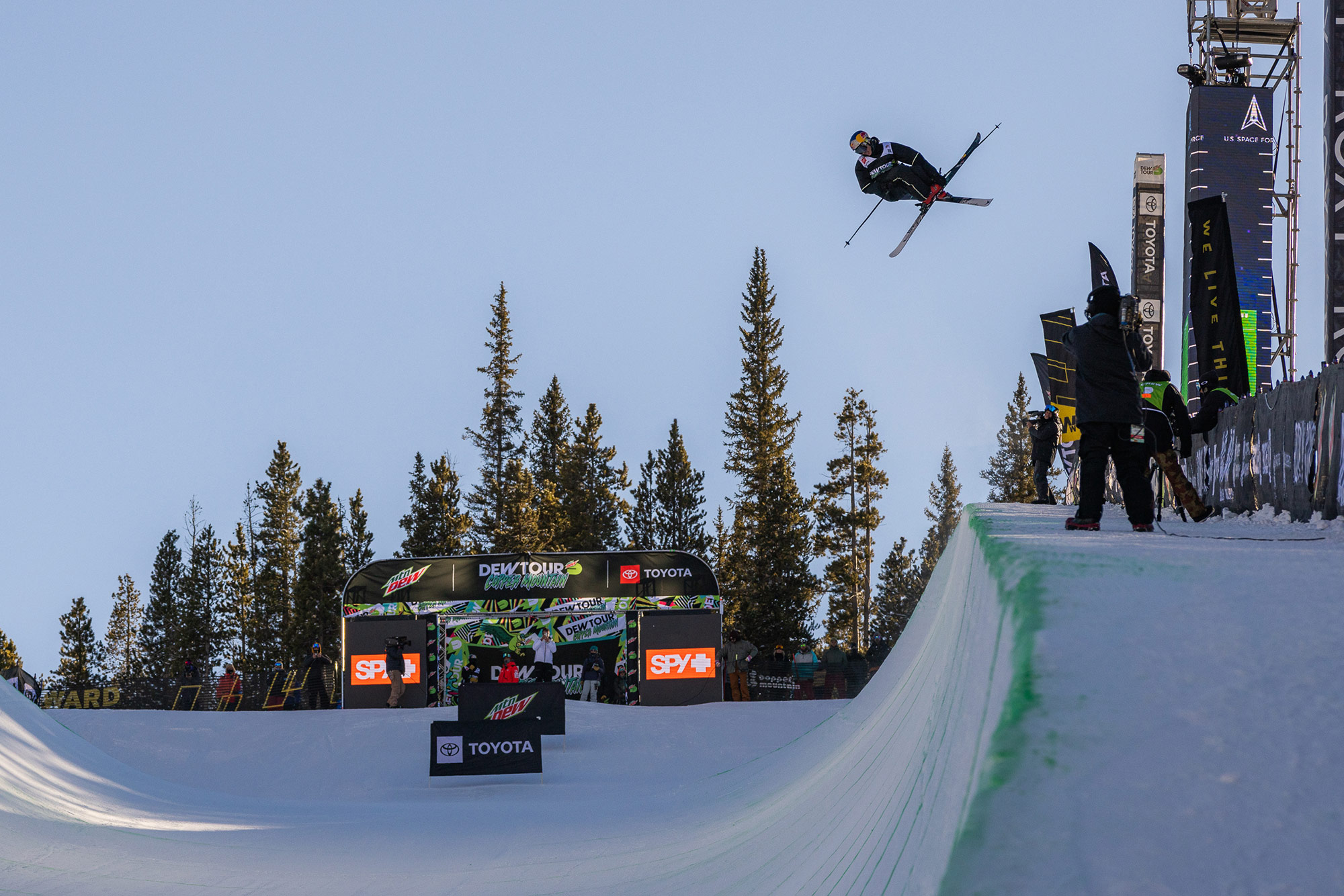 Nico Porteous competes in mens freeski halfpipe finals at the 2021 Winter Dew Tour