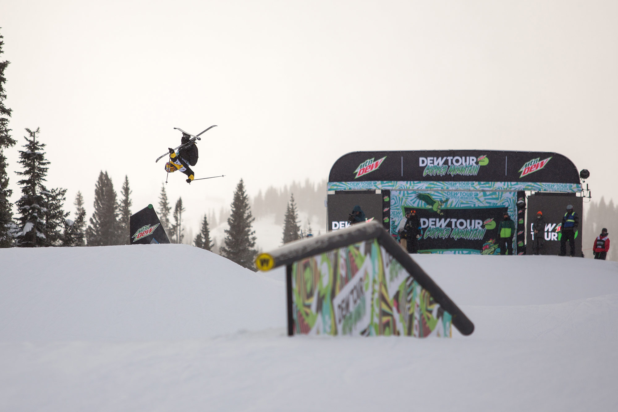 Fabian Bösch competes in the men's slopestyle final at the 2021 Winter Dew Tour in Copper Mountain, Colorado