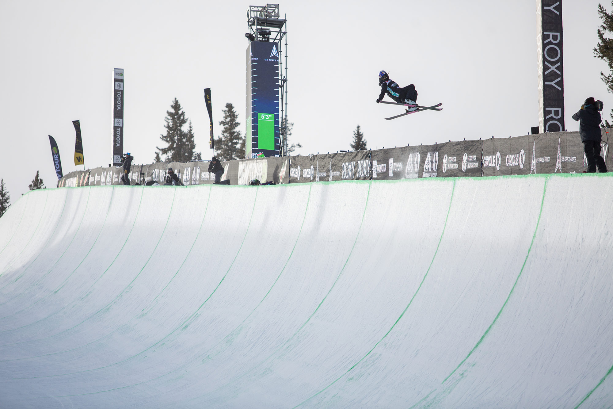 Kelly Sildaru competes in women's ski halfpipe finals at the 2021 Winter Dew Tour in Copper Mountain, Colorado.