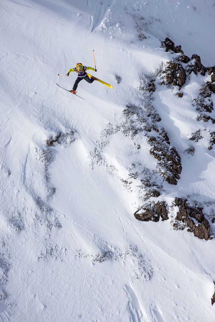 Andrew Pollard competes at the 2021 Freeride World Tour stop in Fieberbrunn, Austria.