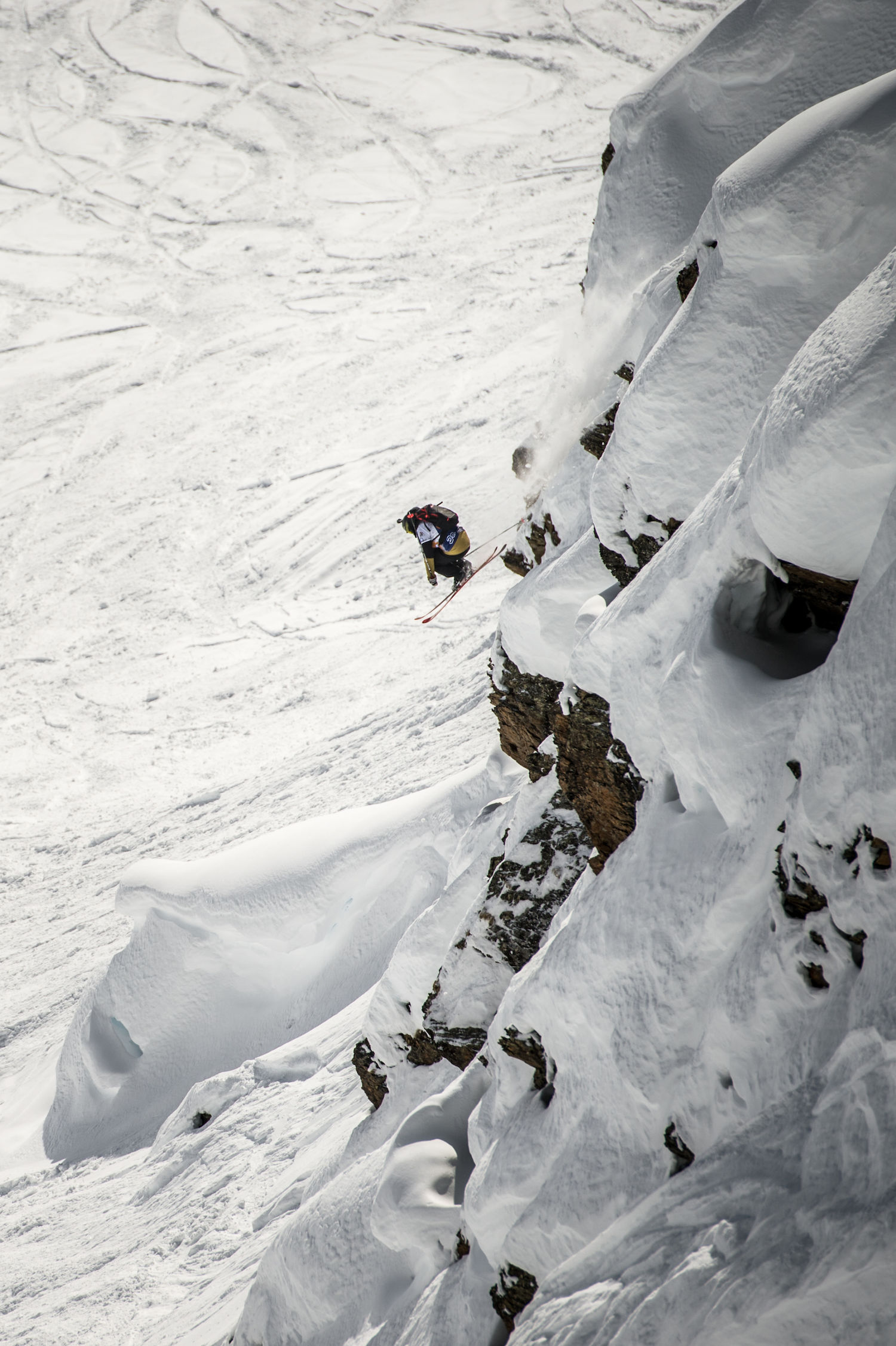 Simeon Pavlov competes at an Open Faces freeride contest in Kappl, Austria in 2019