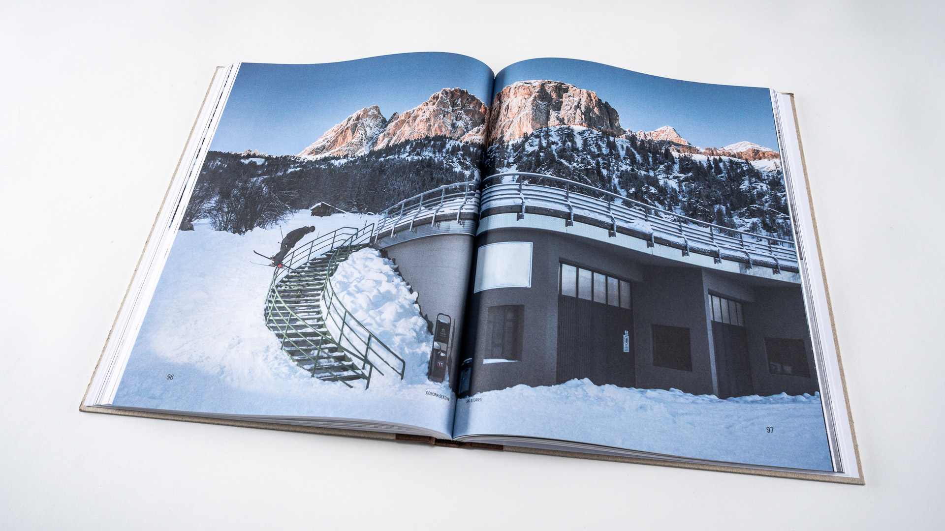 Moritz Happacher slides a rail in South Tyrol in the Corona Stories feature of Downdays Ski Stories Volume 3