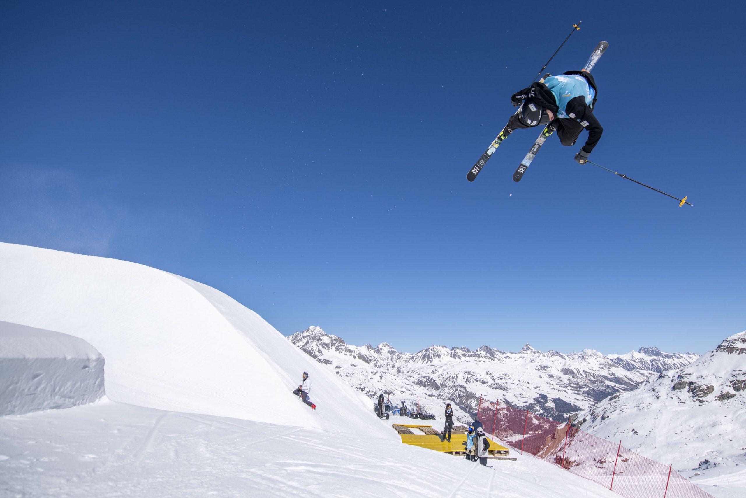 Lukas Muellauer competes at the 2022 Freeski World Cup Corvatsch