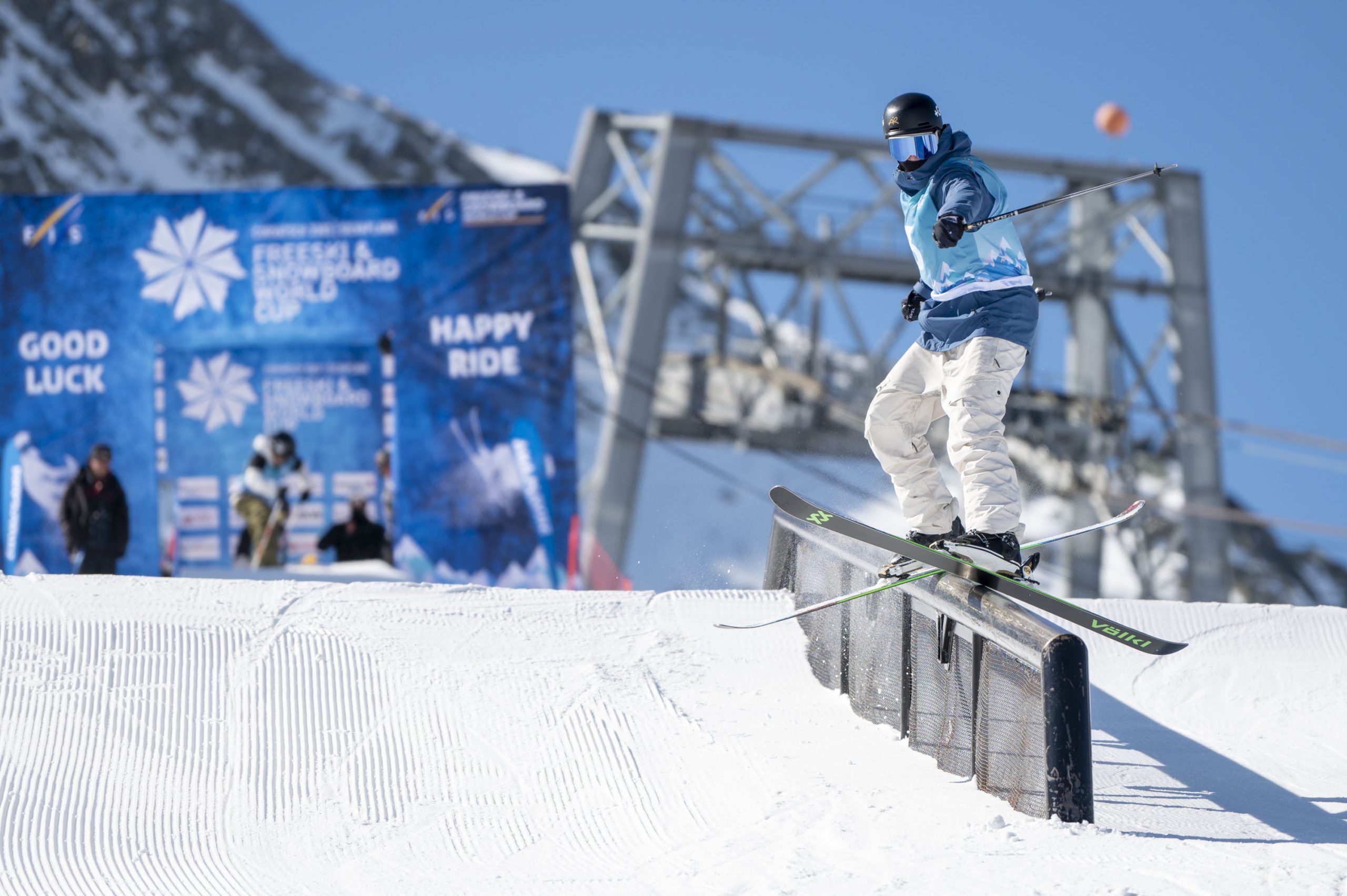 Andri Ragettli competes at the 2022 Freeski World Cup Corvatsch