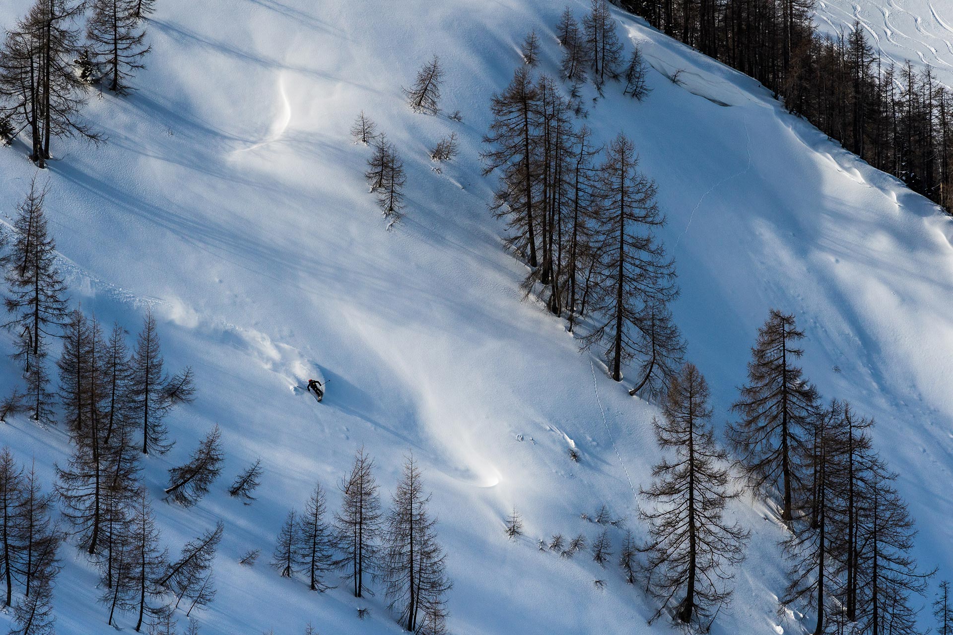 Paul Klein skiing powder underneath the Wildseeloder in Fieberbrunn, Austria.