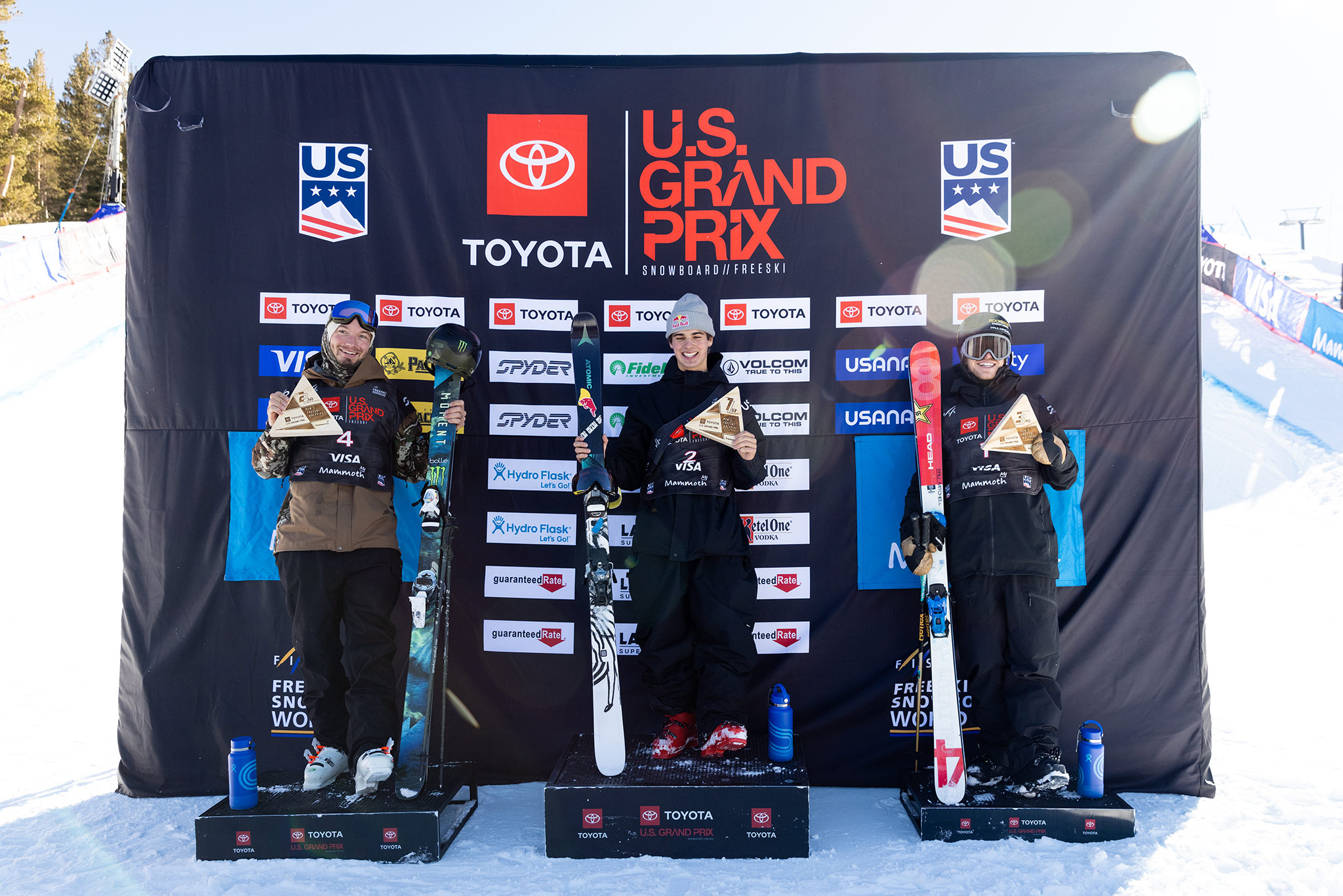 mens podium, 2022 Mammoth U.S Grand Prix Freeski World Cup Halfpipe